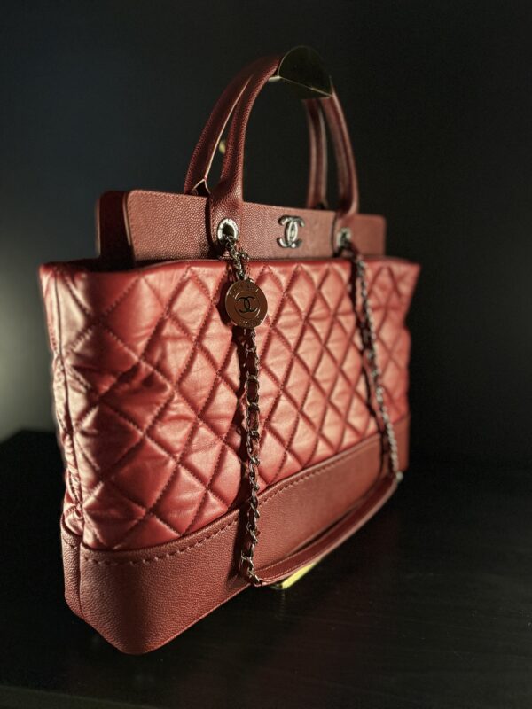 Chanel Chanel Red Diamond-grained Cowhide Leather 2-way Shoulder Bag Silver Hand-milled Cross-shoulder Double-shoulder Bag - Image 2