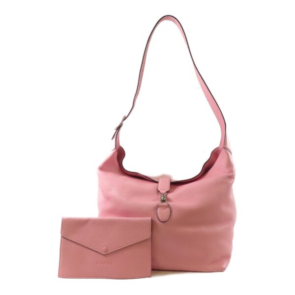 Gucci Leather Jackie 1961 Medium Silver Shoulder Back Bag Pink Leather - Image 4