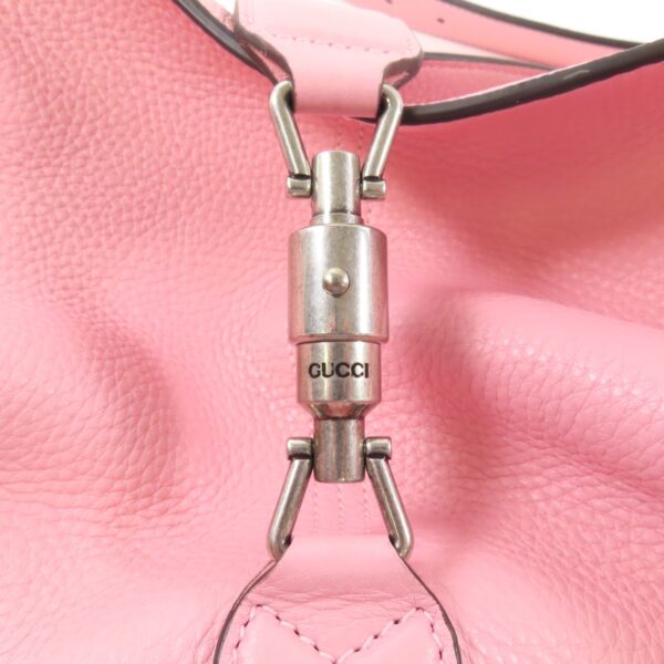Gucci Leather Jackie 1961 Medium Silver Shoulder Back Bag Pink Leather - Image 3