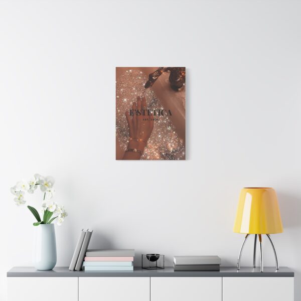 Elegant Aesthetic Canvas Art - EST 2024 - Shimmering Hand Design - Image 3