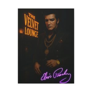 Elvis Presley Velvet Lounge Canvas Art, Retro Wall Decor, Music Memorabilia, Vintage Home Decor, Gift for Elvis Fans